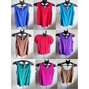 Set of 9 Vtg 80s 90s 100% Silk Tank Tops Camisoles Sunny Leigh Casual Corner 6/S